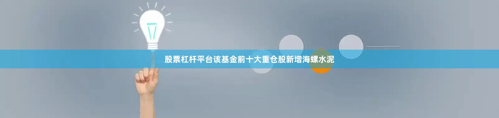 股票杠杆平台该基金前十大重仓股新增海螺水泥